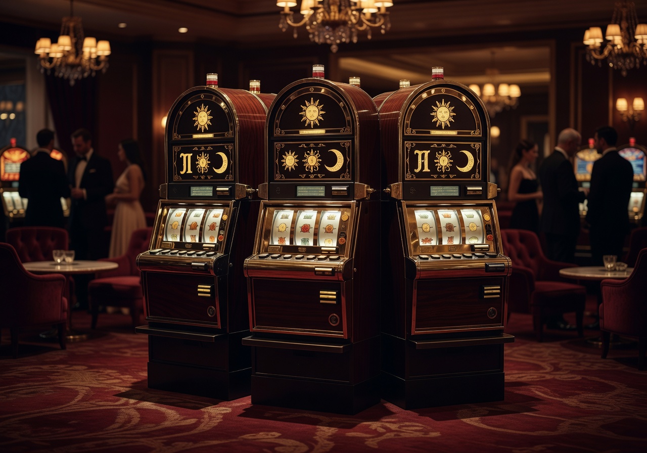 Elegant slot machines in casino lounge