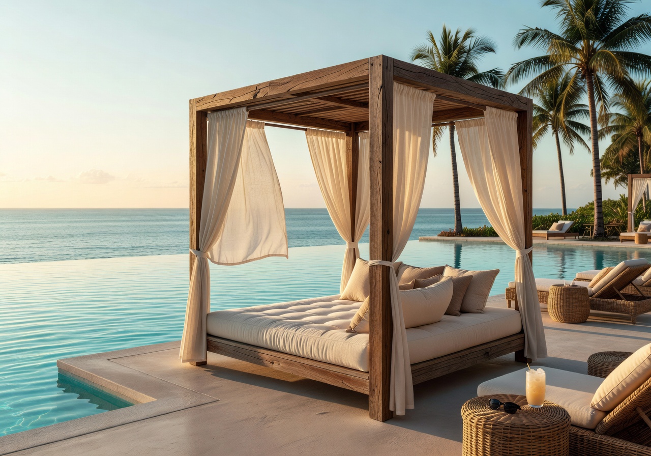 Pool side cabana lounge