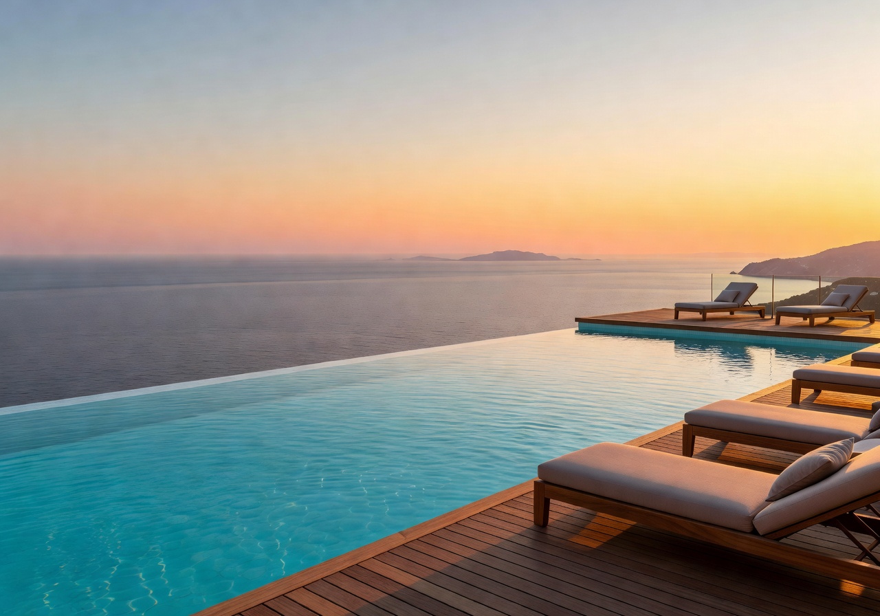 Rooftop infinity pool with sea view